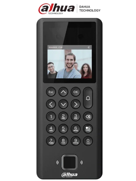 DAHUA ASI3204E - Control de acceso y Asistencia con reconocimiento facial / Pantalla de 2.4" / 1,000 Usuarios / 1,000 Contraseñas / 3,000 tarjetas Mifare / 3,000 Huellas / 50 Administradores / 100,000 Registros / Salida de 12V 1A