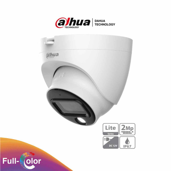 DAHUA HAC-HDW1209TLQN-A-LED - Cámara Domo Full Color de 2 MP. Lente fijo 2.8 mm con ángulo de 103°, micrófono integrado, iluminación LED de 20 m, tecnología Starlight, DWDR,