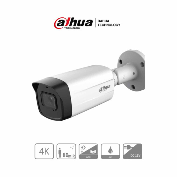 DAHUA HAC-HFW1801TM-I8 - Camara Bullet 4k/ 8 Megapixeles/ Super Adapt/ Lente de 2.8 mm/ 106 Grados de Apertura/ IR de 80 Metros/ WDR Real de 120 dB/ Metalica/ Soporta: CVI/TVI/AHD/CVBS/ IP67/