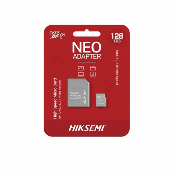 HIKVISION HS-TF-C1/128G/NEO/A MEMORIA SD con Adaptador para Celular o Tablet/ Multipropósito / Clase 10 / 92 MB/s Lectura / 50 MB/s