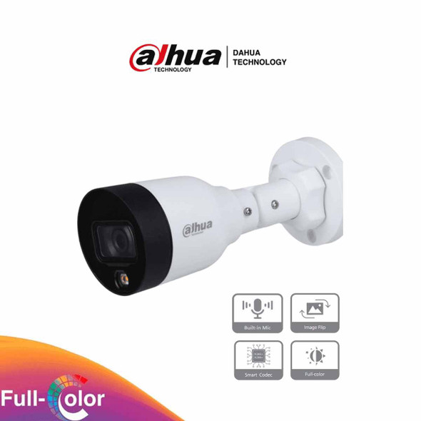 DAHUA IPC-HFW1439S1-LED-A-S4 - Camara IP Bullet de 4 Megapixeles/ Full Color/ H.265+/ Lente de 2.8mm/ 95 Grados de Apertura/ 15 Metros de Iluminación con Luz Visible/ WDR de 120 dB/