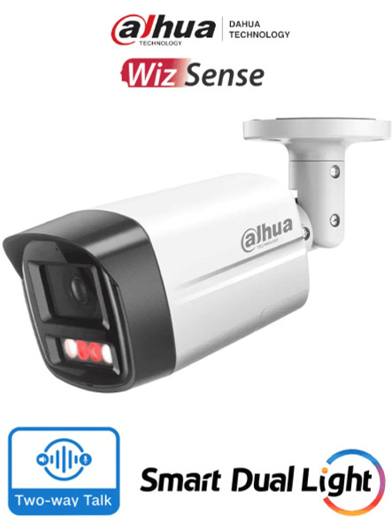 DAHUA IPC-HFW2549TL-S-PV - Cámara IP Bala de 5 Megapixeles con Iluminador Dual y Disuasión Activa/ Sirena y Estrobo/ Lente de 2.8 mm/ 111 Grados de Apertura/ WizSense/ 30 Metros de IR y Luz Visible/ WDR Real/ PoE/ Audio Bidireccional/Ranura MicroSD