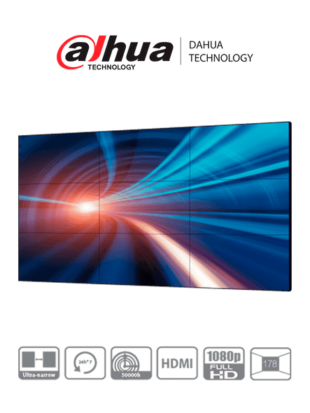 DAHUA LS550UEH-EG - Pantalla Full HD para Videowall de 55 Pulgadas/ Panel IPS LCD Industrial/ Marco Ultradelgado de 0.88 mm/ Soporta Daisy Chain (Conexión HDMI en Cadena)/ Interfaces HDMI, DVI, VGA, BNC, USB/ #LoNuevo