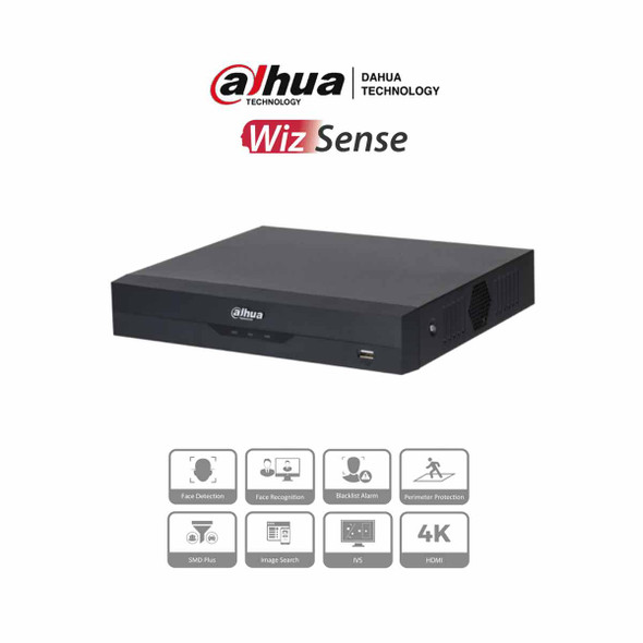 DAHUA NVR2116HS-I - NVR de 8 Megapixeles/ 4k/ 16 Canales IP/ WizSense/ Rendimiento de 200 Mbps