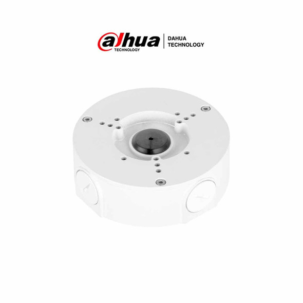 DAHUA PFA130E-Caja de conexiones Dahua, compatible con cámaras de las series HFW, HDW, HDPW, T3A, T2A y T1A. Ideal para una instalación segura y ordenada, asegurando la protección de conexiones en entornos diversos