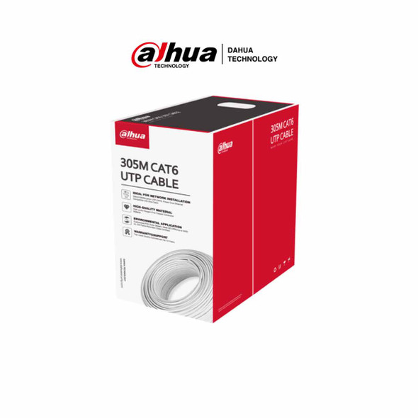 DAHUA PFM923I-6UN-C - Bobina de Cable UTP Cat 6 100% Cobre/ Color Blanco/ 305 Metros/ para Interior/ Ideal para Redes y Video/ Certificado CPR Eca Retardante/ Estandares Q/DXJ 067-2019, EN50575-2014/ LSZH.