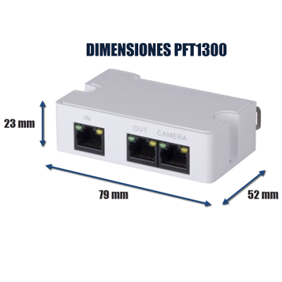 DAHUA PFT1300 - Extensor PoE & PoE plus pasivo / 2 Puertos / Conexión en cascada hasta 300 Mts / 2 Puertos Fast Ethernet