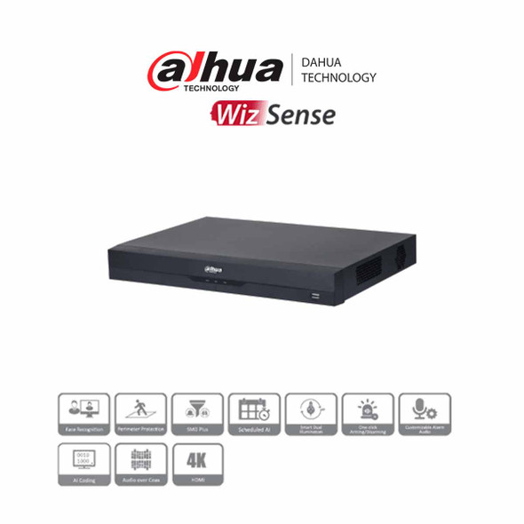 DAHUA XVR5216A-4KL-I3 - DVR de 16 Canales 4k/ WizSense/ H.265+/ 16 Canales HDCVI+16 IP