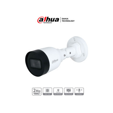 DAHUA IPC-HFW1230S1-A - Cámara IP Bullet de 2MP, lente de 2.8mm, ángulo de visión de 102 grados, micrófono integrado, compresión H.265+, IR de 30m, protección IP67, PoE, DWDR