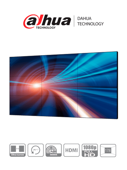 Dahua LS460UCM-EF - Pantalla Full HD para Videowall de 46 Pulgadas/ Panel LCD ADS Industrial 24/7/ Marco Ultra Delgado de 3.5mm/  Soporta Daisy Chain (Conexión HDMI en Cadena)/ Interfaces HDMI, DVI, VGA, BNC y USB/ Brillo 500 cd/m2/ #LoNuevo #ESM2023