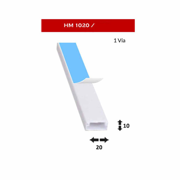 HM HM1020A-2 Canaleta de PVC - 10X20MM - 2 Metros - Con Adhesivo - Color Blanco