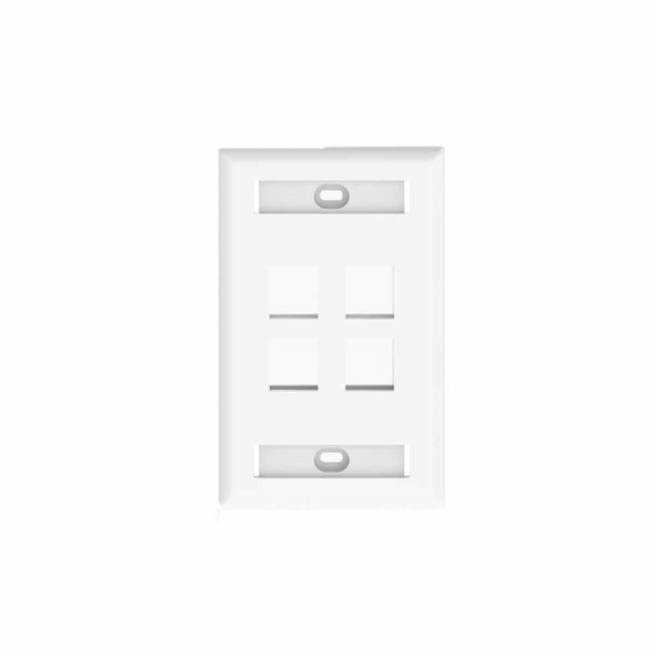 Placa de Pared Vertical, Salida Para 4 Puertos Keystone, Con Espacios Para Etiquetas, Color Blanco 