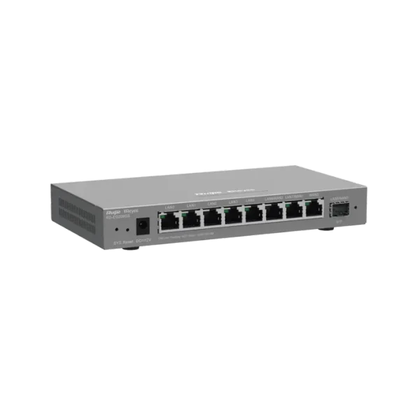 RUIJIE RG-EG209GS Router Balanceador con Función SD-WAN, 8 puertos gigabit y 1 puerto SFP, soporta 4x WAN configurables, hasta 200 clientes. Interfaz de red 8x10/100/1000 Base-T, 1 1GBase-X SFP Recomendado para 200 usuarios.