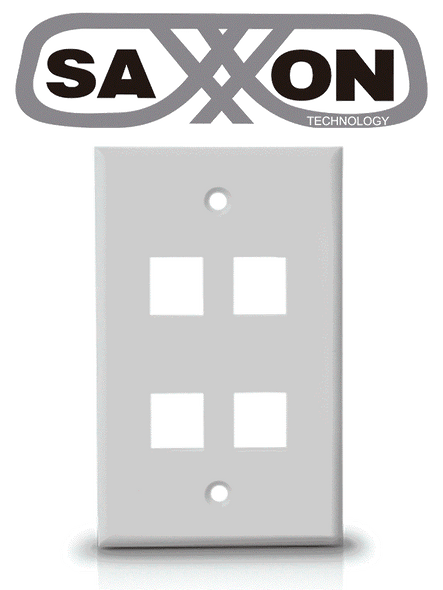 SAXXON A1754A - Placa de pared / Vertical / 4 Puertos tipo keystone / Color blanco