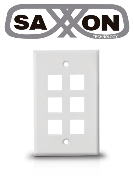 SAXXON A1756A - Placa de pared / Vertical / 6 Puertos tipo keystone / Color blanco
