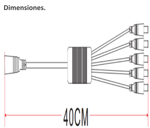 SAXXON PSUWB08 - Divisor de Energía para 5 Camaras/ 1 Conector Hembra + 5 Conectores Macho/ 2.1 mm/ 