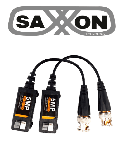 SAXXON SXCF500 - Par de Transceptores Pasivos / Botones Push / 5MP hasta 200 Metros / 1080P hasta 250 Metros / Soporta HDCVI / AHD / TVI / CBVS / Fácil Conexión