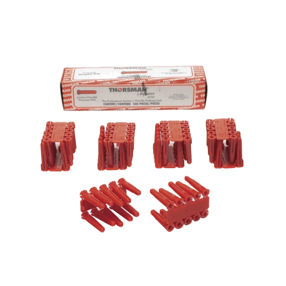 THORSMAN TP-2X Taquete de 1/4 plástico paquete de 100 piezas para fijar objetos con tornillo en muros y techos de concreto o superficies sólidas, compatible con tornillo TH10X de 10 x 1 1/2" (1103-03100)