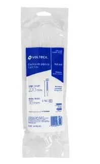 VOLTECK CIN-4025 44305 BOLSA CON 50 CINCHOS PLASTICOS 40 lb 250 X 3.5mm NATURAL - FABRICADOS EN NYLON - SEGURO AUTOMATICO - UTILES PARA SUJETAR AMARRAR Y ORDENAR CABLES ELECTRICOS