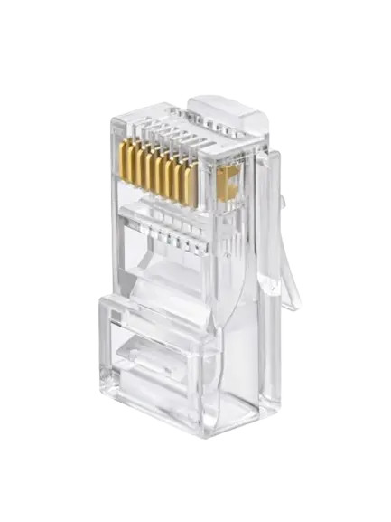 TCE LN-NET-RJCAT6-30u-PASS - Bote con 100 Plugs Pass through RJ45 Cat6 sin blindaje, chapado de oro a 30 micras, Frecuencia máxima: 250 MHz, adecuada para redes de alta velocidad.