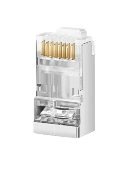 TCE LN-NET-RJCAT6B-30u-PASS - Bote con 100 Plugs Pass through RJ45 Cat6 BLINDADO chapado de oro a 30 micras, Frecuencia máxima: 250 MHz, adecuada para redes de alta velocidad.