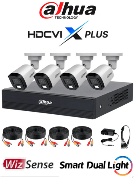 DAHUA DH-KIT/XVR1B04-I/T/4-B1A21N-U-IL-A-0280B -Kit de 4 Canales de 2 Megapíxeles DVR Cooper-I WizSense con IA, compresión H.265+, 4 cámaras B1A21 1080 con Micrófono integrado, 4 canales + 1 IP o hasta 5 IP, SMD Plus, búsqueda de humanos y vehículos