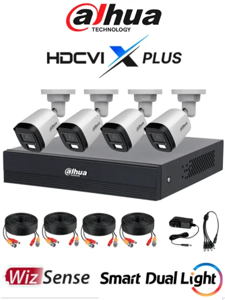 DAHUA DH-KIT/XVR1B04-I/T/4-B1A21N-U-IL-A-0280B -Kit de 4 Canales de 2 Megapíxeles DVR Cooper-I WizSense con IA, compresión H.265+, 4 cámaras B1A21 1080 con Micrófono integrado, 4 canales + 1 IP o hasta 5 IP, SMD Plus, búsqueda de humanos y vehículos