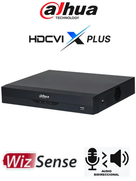 DAHUA DH-XVR5104HS-I3/T -DVR de 5MP Lite con WizSense/HDCVI X PLUS/ Soporta 4 canales+ 2 IP o hasta 6 canales IP/Audio Bidireccional en los 4 Canales/ Reconocimiento facial y protección perimetral en 1 canal/incluye SDM Plus, codificación H.265+