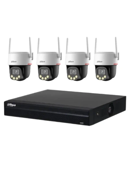 SEGURIDAD FACIL DE 4 CAMARAS 5MP QUE DETECTA, SIGUE Y TE ALERTA CON VISION A COLOR NOCTURNA Y AUDIO MAS NVR. EL KIT DE LA MARCA DAHUA INCLUYE; 1 NVR DE 8 CANALES (MOD. DHI-NVR1108HS-8P-S3/H) Y 4 CAMARAS IP PT WIFI DE 5MP (MOD. DH-IPC-PT2549DC1-SW-PV