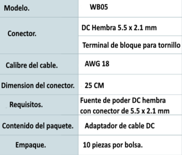 SAXXON PSUWB05 -  Conector Hembra para Fuente de Alimentación/ Cable Calibre 18 AWG/ 
