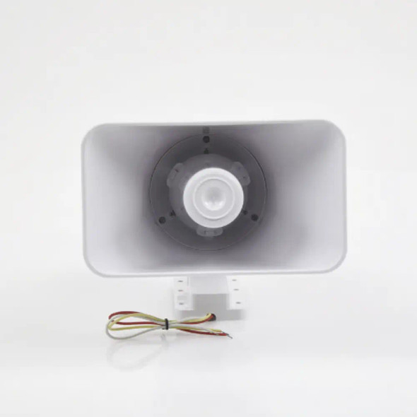 S-FIRE SF-581A Sirena de 2 tonos 30 W/ Sonido 118 dB.Tecnología avanzada para interior y exterior Fácil montaje, instalación simplificada Consumo eficiente: 1200 mA a 12 VCC Dimensiones compactas: 200x149x240 mm.