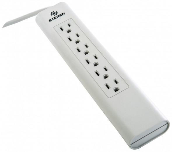 STEREN 905-215 MULTICONTACTOS DE 6 SALIDAS,con cable de 2,5 m de longitud, ideal para llegar a esos lugares que necesitas energizar.Sus 6 contactos son polarizados, tiene protector contra picos de voltaje y sobrecarga. 