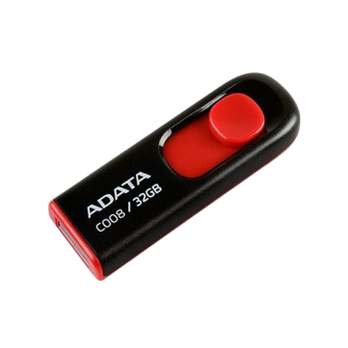 ADATA AC008-32G-RKD MEMORIA USB 2.0 32GB / NEGRO-ROJO,SU ELEGANTE DISEÑO INCLUYE   UN CONECTOR USB DESLIZANTE SE ENGANCHA EN UN LLAVERO O TELEFONO MOVIL.