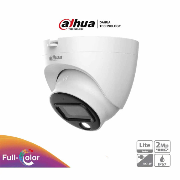 DAHUA DH-HAC-HDW1209TLQN-A-LED-0280B-S3 -Cámara Domo Full Color de 2 MP con lente de 2.8mm y ángulo de 103° Micrófono integrado, iluminación de 30 m, tecnología Starlight y DWDR. Resistente con IP67