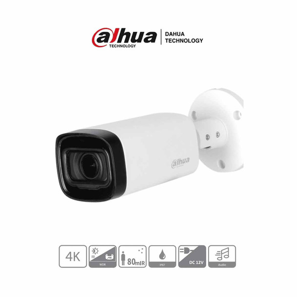 DAHUA DH-HAC-HFW1801RN-Z-A - Camara Bullet de 4k/ 8 Megapixeles/ Lente Motorizado de 2.7-13.5/ IR de 80 Mts/ Super Adapt/ Microfono Integrado/ WDR Real de 120/ IP67
