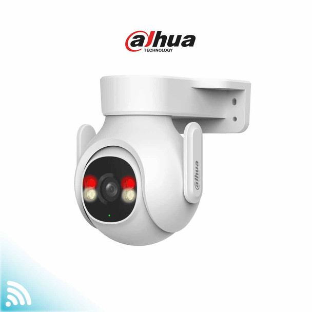 DAHUA DH-P5B-PV- Cámara IP PT WiFi de 5 Megapíxeles con audio bidireccional (micrófono y altavoz), sirena de 110dB, WiFi 6, detección de personas y vehículos, IP65 y ranura MicroSD. 
