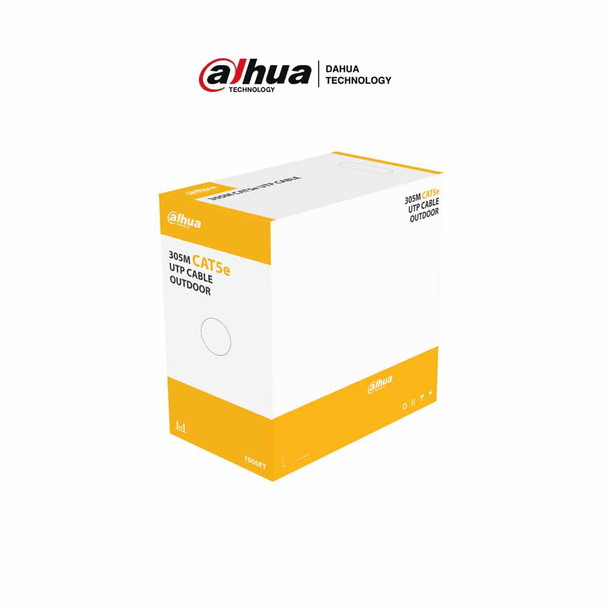 DAHUA PFM920-5EU - Bobina de Cable UTP para Exterior Cat 5e/ 100% Cobre/ 305 Metros/ Color Negro/ Cubierta Exterior MDPE/ Cumple con Estandares ANSI/TIA 568-C.2/ Retardante de Llama/ RoHS
