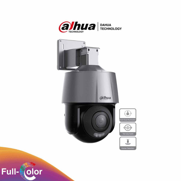 DAHUA SD3A200-GN-A-PV - Cámara IP PT de 2 Megapíxeles Full Color/ Disuasión Activa/ Lente Fijo/ Luz Blanca de 30 Metros/ IR de 30 Metros/ H.265+/ Ranura MicroSD/ Audio Bidireccional con Altavoz Integrado/ IP66/ PoE