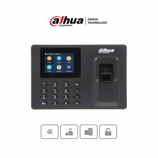 DAHUA DHI-ASA1222E - Control de Asistencia de Huella y Password/ Pantalla de 2.4 Pulgadas/ 1000 Usuarios/ 2000 Huellas/ 1000 Passwords/ 100,000 Registros/ Puerto USB para Reportes, Importar y Exportar.
