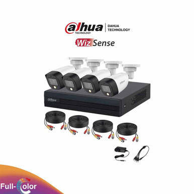 DAHUA FULLCOLORKIT- Kit de 4 canales Full Color de 2 MP. Incluye 4 cámaras HFW1209CN-LED, DVR Cooper-I WizSense, con IA, H.265+, y 4 canales + 1 IP (o hasta 5 canales IP).