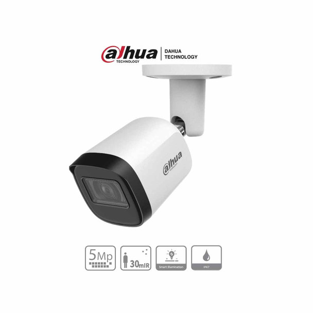 DAHUA HAC-B2A51N-U-28-S2 - Camara Bullet de 5 Megapixeles/ Lente de 2.8mm/ Angulo de visión 106 grados/ IR de 30 Mts/ IP67/ Metalica/ CVI/CVBS/AHD/TVI.