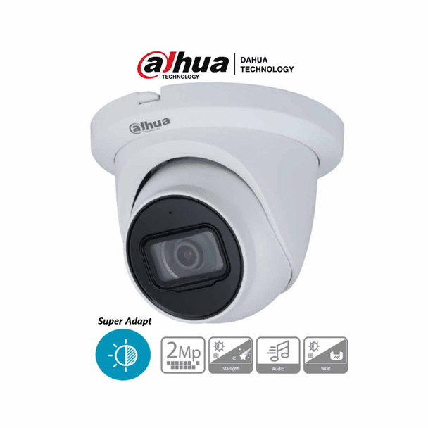 DAHUA HAC-HDW1231TMQ-A - Camara Domo 1080p Super Adapt/ Lente de 2.8mm/ 107 Grados de Apertura/ Microfono Integrado/ IR de 60 mts/ WDR Real de 130 dB/ IP67/ Metal en Domo y Cubierta/ Instalación Rápida/ Soporta: CVI/CVBS/AHD/TVI