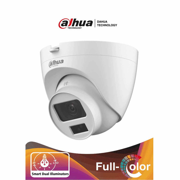 DAHUA HAC-HDW1500CLQ-IL-A - Camara Domo de 5 Megapixeles/ Iluminación Dual Inteligente + FullColor/ Lente de 2.8 mm/ 106 Grados de Apertura/ 20 Metros de IR y Luz Visible/ Microfono Integrado/ IP67/ Soporta: CVI/CVBS/AHD/TVI/
