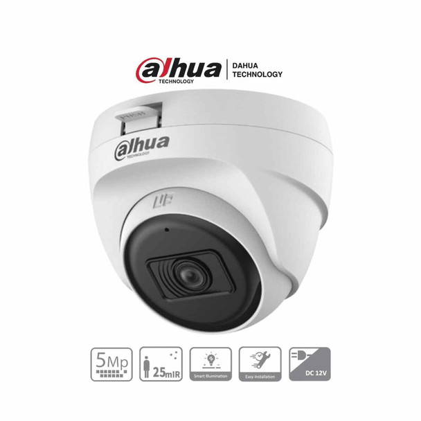 DAHUA HAC-T1A51N-U-28-S2 - Cámara Domo de 5 Megapixeles/ Lente de 2.8mm/ 106 Grados de Apertura/ IR de 25 Mts/ Uso Interior/ Soporta HDCVI/AHD/TVI y CBVS/