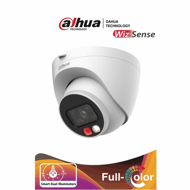 DAHUA IPC-HDW2249T-S-IL - Cámara IP Domo de 2 Megapixeles/ Con Iluminador Dual Inteligente+Full Color/ WizSense/ Lente de 2.8mm/ 107 Grados de Apertura/ 30 Mts de IR y Luz Visible/ Microfono Integrado/ WDR/ Ranura para Micro SD/ SMD Plus/ PoE.