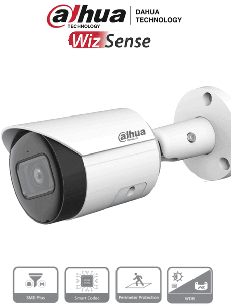 DAHUA IPC-HFW2541E-S - Camara IP Bullet de 5 Megapixeles/ WizSense/ Lente de 2.8mm/ 97 Grados de Apertura/ IR de 30 Metros/ SMD Plus/ Microfono Integado/ PoE/ Ranura para MicroSD/ IP67/ WDR Real de 120 dB