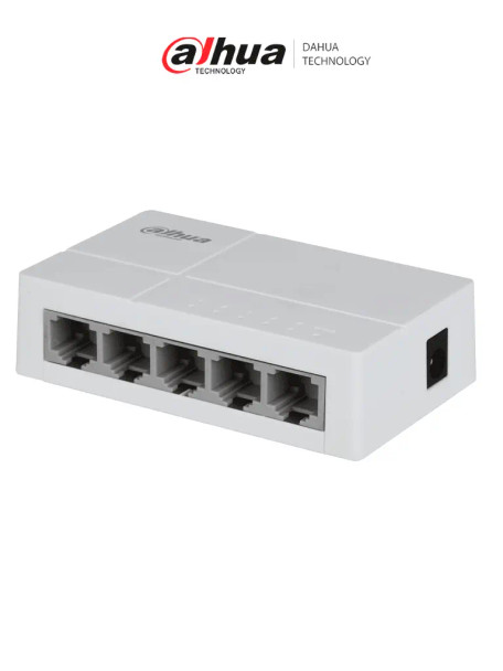 DAHUA DH-SF1005L - Switch para Escritorio 5 Puertos Fast Ethernet con velocidad de transmisión de 10/100 Mbps en un diseño compacto. Su capa 2 soporta un switching de hasta 1 Gbps y una velocidad de reenvío de 0.744 Mbps.