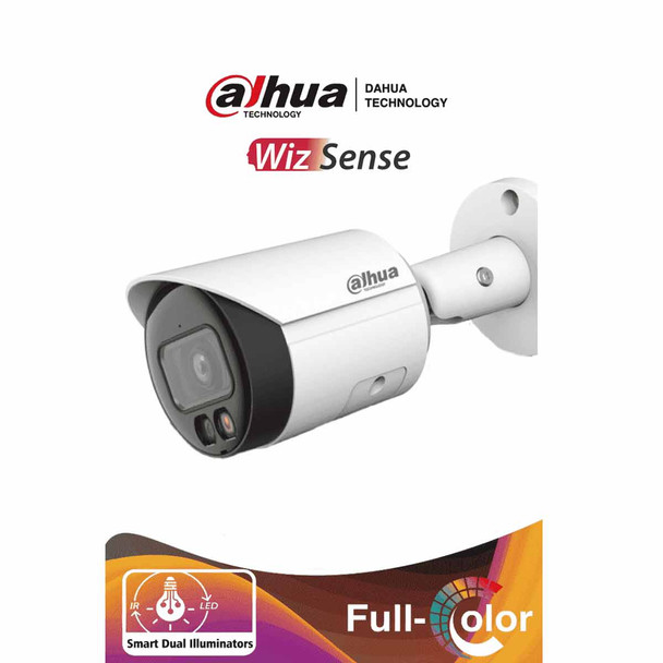 DAHUA IPC-HFW2549S-S-IL - Camara Bullet IP 5 Megapixeles/ Iluminador Dual Inteligente+Full Color/ WizSense/ Lente de 2.8mm/ 111 Grados de Apertura/ Microfono Integrado/ 30 Mts de IR y Luz Visible/ Metal/ Ranura MicroSD / SMD Plus/ PoE.