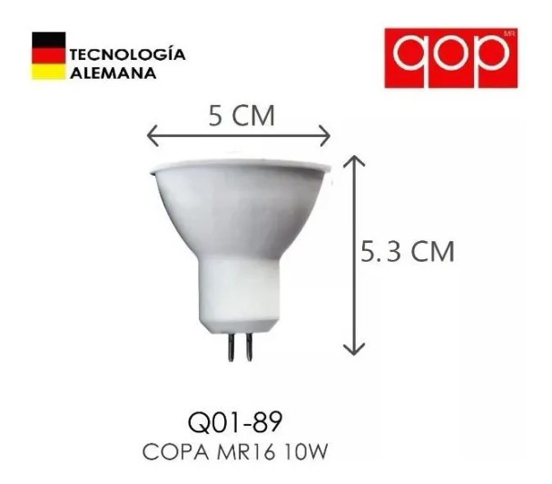 QOP Q01-89 3000K FOCO GU10 9W LUZ CALIDA