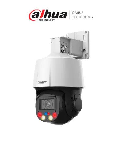 DAHUA SD3E405DB-GNY-A-PV1 - Camara IP PTZ de 4 MP TiOC de 5x de Zoom Optico/ Iluminación Dual Inteligente/ Disuasión Activa con Luz Roja y Azul/ IR de 50 Metros/ Micrófono y Altavoz Integrado/ Audio 2 Vías/ Ranura para MicroSD/ IP66/ PoE